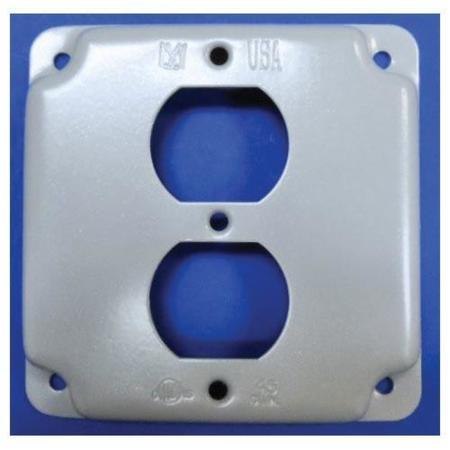 MULBERRY Electrical Box Cover, 2 Gang, Square, Steel, Duplex Receptacle and Raised 11402